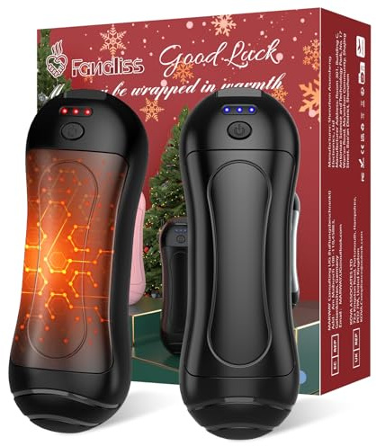 Handwärmer Elektrisch Wiederverwendbar 2 Pack, FANDLISS 6000 mAh USB Taschenwärmer Wiederaufladbarer Magnetisches Design Tragbarer Handwärmer für Weihnachten/Outdoor/Camping usw.Schwarz