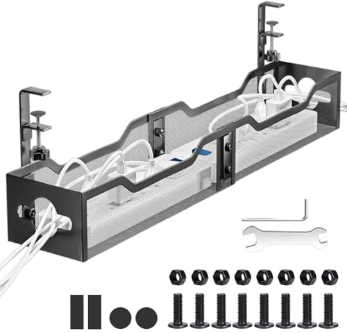 Goulotte de câble de bureau, 64 cm, montage sans outil, bureau de gestion des câbles, système de gestion des câbles, pince de table réglable de 0,4 à 2 pouces