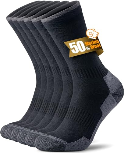 RUIXUE Merino Wool Hiking Socks for Men Women | OEKO-TEX & GRS Certified | Seamless Toe, Terry Cushioned, Odor-Resistant, Breathable Soft Stretch Thermal Warm Boot Sock - 3 Pairs,L