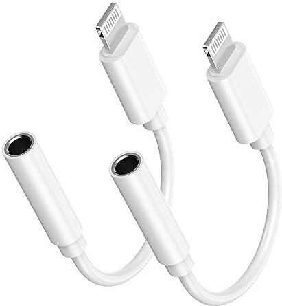 [Apple MFi Certified] Apple Lightning to 3.5 mm Headphone Jack Adapter, 2 Pack iPhone 3.5mm Aux Audio Adapter Converter Cable Dongle Compatible with iPhone 14 13 12 11 Pro Max XS XR X 8 7 6 5