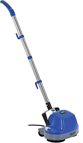 Global Industrial Mini Floor Scrubber With Floor Pads, 11 Cleaning Path, Dual Nylon Scrub Brushes, Cleans & Polishes Tile, Wood, Marble and other Hard Floors