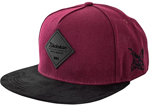 Blackskies Port Townsend Snapback cap | Cappellino da Baseball Unisex Visiera in Similpelle Scamosciata - Bordeaux-Nero cap - Basecap Uomo Donna Streetwear Outdoor Estate Tempo Libero