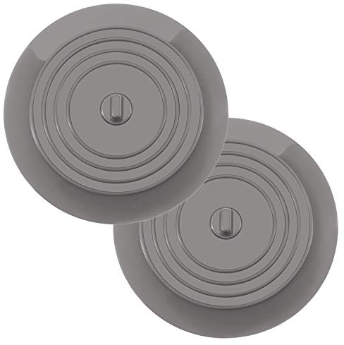 BEADNOVA Bathtub Water Stopper Tub Drain Plug Silicone Tub Universal Bathtub Stopper for Drain (6 Inches, 2 Pack, Grey)