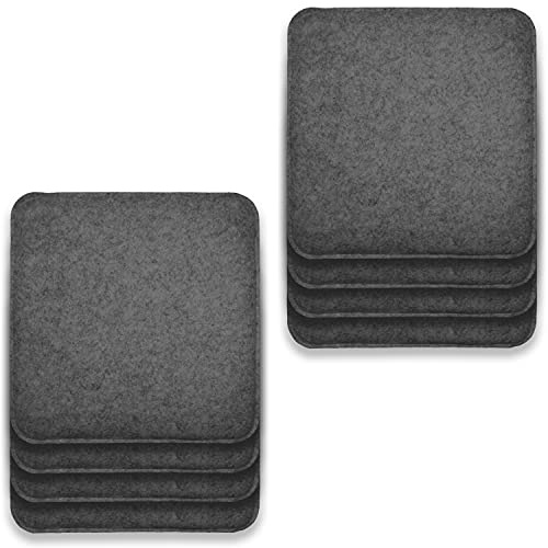 Rubberneck 8er Set rutschfeste Filz Sitzkissen eckig, Stuhlkissen mit Antirutsch-Noppen, dunkelgrau