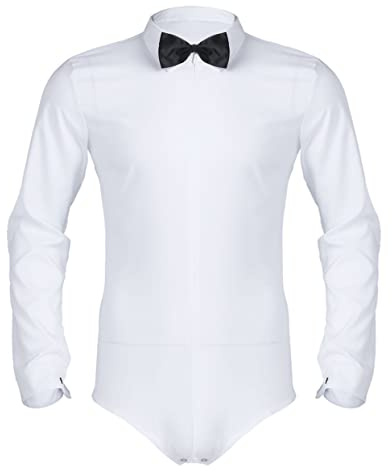 Mufeng Body Chemise Homme Body String Combinaison T Shirt Chemise Homme Mariage Cérémonie Baptème Soirée Bals Chemise de Costume Smoking Homme M-3XL Blanc XL