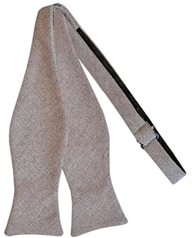 Jacob Alexander Men's Wool Blend Herringbone Traditional Freestyle Self-Tie Bow Tie - Tan/White