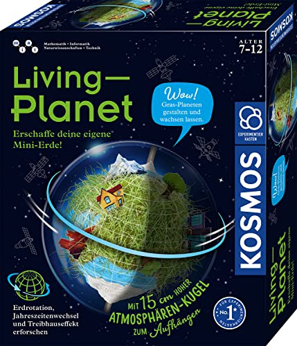 KOSMOS 637255 Living Planet, Erschaffe Deine eigene Mini-Erde, Gewächshaus, Experimentierkasten für Kinder, Biosphäre, Botanik und Biologie für Kinder ab 8 Jahren,
