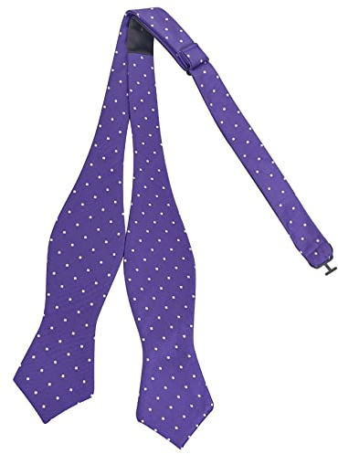 AUSUAYA Herrfluga, klassisk fluga självbindemedel för män kostym & skjorta & smoking män bow tie for boy DE-M-S-B8, Lila med vita prickar, En Storlek