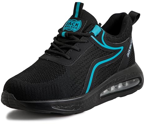 Jack Walker Men's Walking Trainers Lightweight Water-Resistant Outdoor Footwear for Trekking Breathable Protective Shoes Ideal for Sports Enthusiasts JW030 (11 UK, White Stripes)