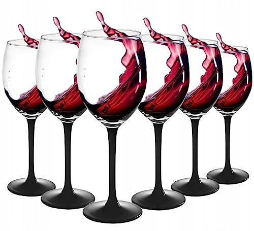 Altom Design Royal Leerdam Onyx Lot de 6 verres à vin rouge avec pied noir 330 ml