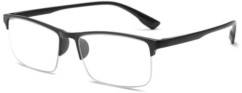 LJCZKA Occhiali Anti Luce Blu Rettangolari Mezza Montatura Uomo, Montatura Occhiali da Vista Uomo Antiriflesso per Computer Gioco Lettura