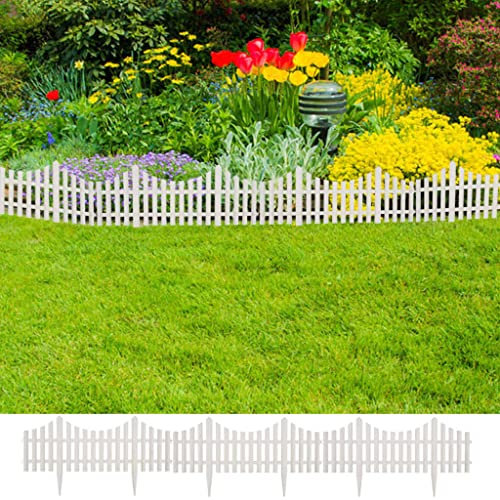 Bordure de Jardin, Bordure de Gazon Bordure de Pelouse Clôture Gazon Bordure de pelouse Blanc 17 pcs / 10 m