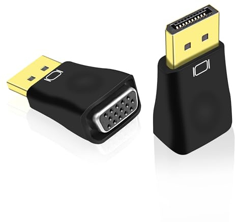 MEIRIYFA DisplayPort DP a VGA Adattatore Monitor Convertitore, DP maschio a VGA femmina Adattatore maschio 1080P per computer, desktop, laptop, PC, monitor, proiettore, HDTV – 2 pezzi, nero