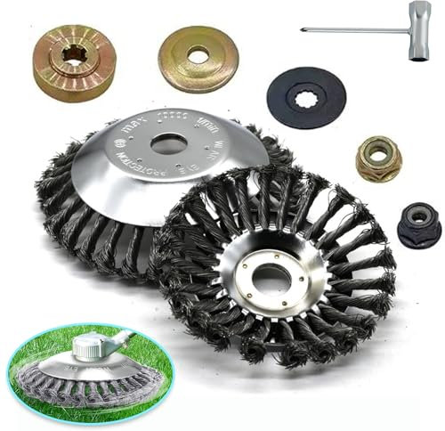 Durimi 8Zoll-Draht-Rotationsklingenbürste für Freischneider，kommt mit Universal-Adapter-Kit für St*HL, Gartenlawnmower, Moss Grass Rust Removal und andere gerade Welle Trimmer