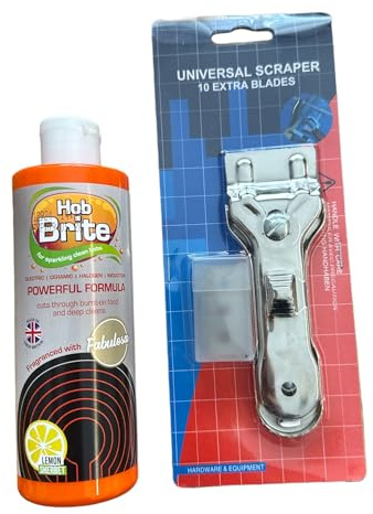Quailitas 300ml Cleaner & Tool Combo Cleaner for Ceramic, Induction, Glass, Quailitas Brite with Lemon Sherbet Fragrance | Oven Cleaning Kit