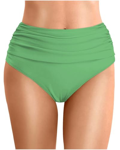 Générique Bas Maillot De Bain Taille Haute pour Femme Élégant Bikini Taille Haute Ruched Bikini Slips Couleur Unie Triangle Short de Bain Amincissant Gainant Ventre Plat