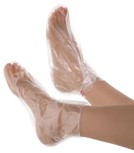 Qianyu Lot de 100 chaussettes jetables en plastique hydratantes pour les pieds, doublure de bain en paraffine, sacs de cire de paraffine pour mains sèches et craquelées, soins de la peau, chaussures