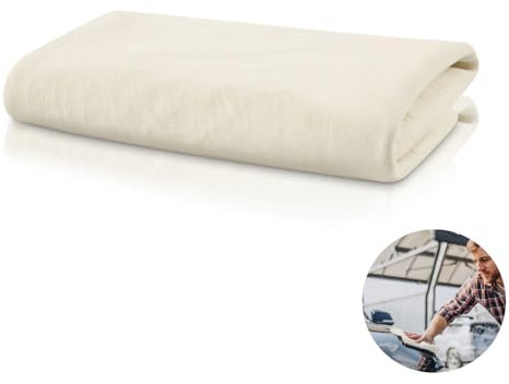 Pelle di camoscio naturale, 60 x 40 cm, in morbida pelle di camoscio per auto, panno per la pulizia dell'auto, asciugamano ad asciugatura rapida ad alta assorbenza, per dettagli auto, specchi,