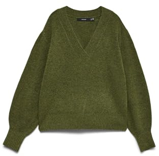 VERO MODA Vmboom Ls Pull à col en V Noos, Cyprès, S