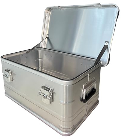 Heavy-Duty Universal Lightweight Aluminum box for logistics, storage, transportation, camping, outdoor activities, military purposes, construction, expeditions, Pure Aluminum 50 Liters (577x376x273mm)