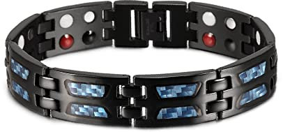Charm-Armband, blaues Kohlefaser-Magnetarmband, männlich, 15 mm, wasserdicht, Energie-Armband, Herren-Armband, Edelstahl, Herren-Armband, Geschenk