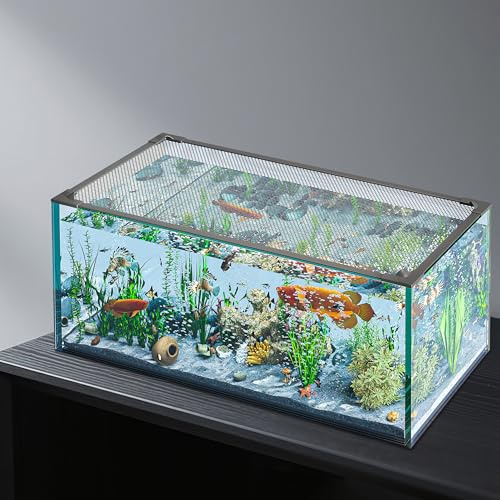 GlideSpark Fish Tank Lid Magnetic Aquarium Lid DIY Size Fish Tank Cover Anti-Jumping Net Soft and Strong Mesh Protect Fish Jumping Out Easy Installation Washable (Gray, 24''x12'' Fit for ≤10 Gallon)