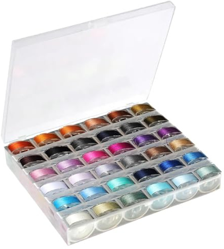 36Pcs Sewing Machine Bobbin Threads with Storage Case, Assorted Colors, Fits Most Standard Machines for Sewing & Quilting