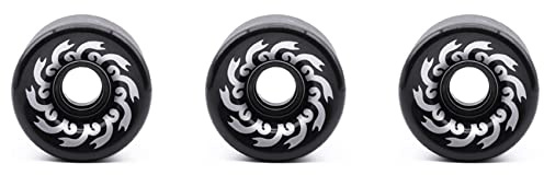 Eioeeklop 3 Ruote da Skateboard 70mm 82A PU, 70X51mm, Ruote Professionali Satinate per Longboard E Cruiser, Nero