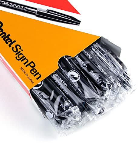 Pentel S520-A Sign Pen Faserschreiber, 0,8 mm Strichstärke, schwarz, 12er Pack