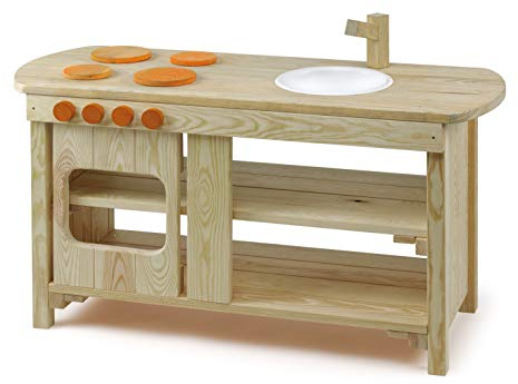 Erzi 10052 Spielküche Outdoor aus Holz für Kinder zum Spielen im Garten, Rollenspiele