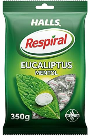 Halls Respiral Caramelos Sabor Mentol, Sin Gluten, Bolsa de 350 gr