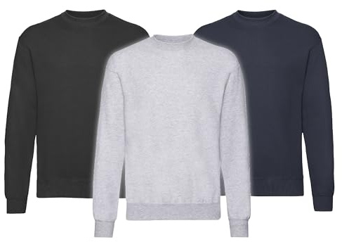 Fruit of the Loom Classic Set in Sweat, Multicolore (Black/Heather Grey/Deep Navy 26), XX-Large (Taglia Produttore: 2XL) Uomo