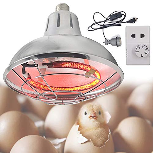 DBZDM Lampara de Calor Infrarrojos para Perros, Lampara Infrarrojos con Termostato para Animales y Mascota, Ideal para Granja o Gallinero, 220V, 200W-400W