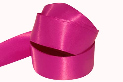 Cinta de satén de doble cara de 38 mm x 10 metros (rosa fucsia) perfecta para regalos, coser, fiestas, decoraciones, eventos, vestidos, bodas, Navidad, manualidades, lazos de coche, bricolaje, ramos,