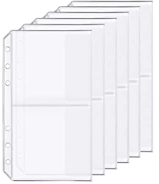 Accessoire pour classeur à anneaux en D Pochettes perforées Séparateur Règle Onglet Index (Double poche, A6)