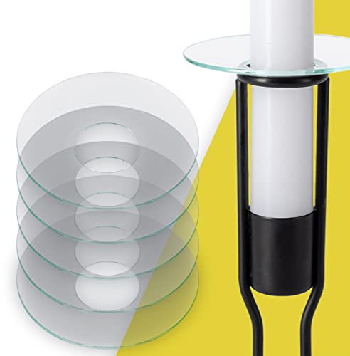 Wikakerzen Lot de 5 attrape-gouttes pour bougies ou anti-goutte pour bougies pointues, bougies à tige et bougies de communion, fabriqués à la main en Allemagne, attrape-graisse - Transparent - 23 x 67