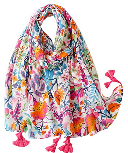FAIRYGATE Ladies Scarf Women's Fashion Flower Print Long Scarves Floral Neck Shawl Wrap 86017