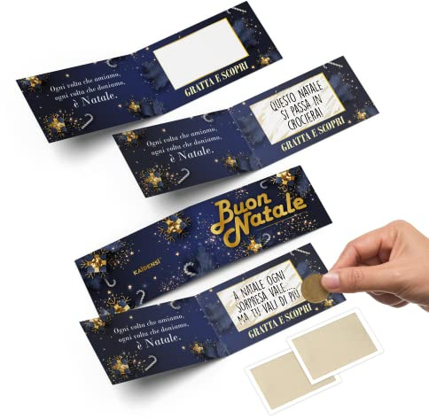KAÏDENSÏ Biglietti Auguri Natale Gratta e Vinci - 10 Bigliettini Grattabili Natalizi Originali - Biglietto Grattabile Natalizio Originale