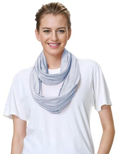 Lina & Lily Premium Modal Jersey Knit Women's Infinity Scarf Loop Lightweight (Baby Blue)