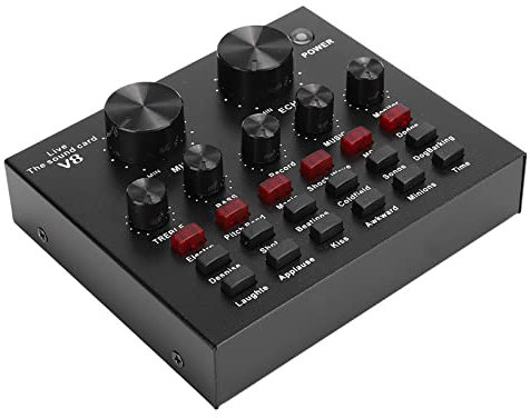 Portable Live Sound Card, 112 Kinds of Electric Sound Mini Sound Mixer Board for Live Broadcast, Audio Mixer for Recording/Cell Phone/Computer