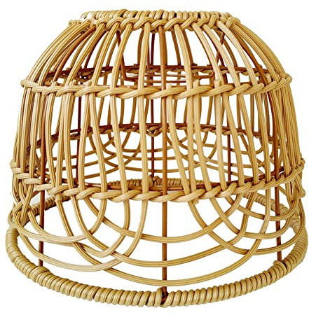 Pantalla de ratán, pantallas de luz tejidas, pantalla de ratán para dormitorio de techo, pantalla de luz tejida elegante para luz colgante de techo, decoración del hogar, color beige