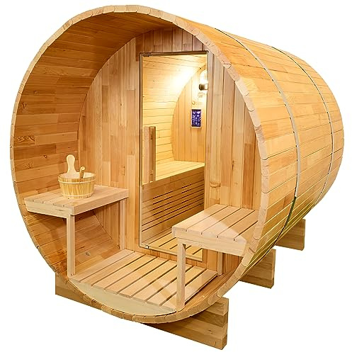 GLOBAL RELAX® | DHARANI S6 Outdoor Sauna a Vapore 6 Persone I Stufa in Pietra | Cura della Pelle I Elimina tossine I Rilassa Muscoli I Riduci Lo Stress | Radio I USB I Bluetooth