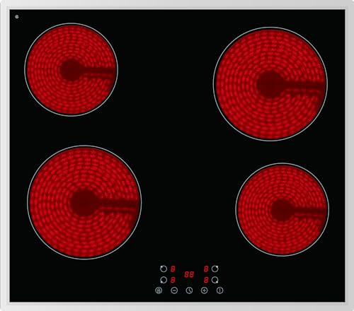 PKM Glaskeramikkochfeld EB-C4G Timer | Touch Control | 6000 W | Edelstahlrahmen | Abschaltautomatik | Kindersicherung |