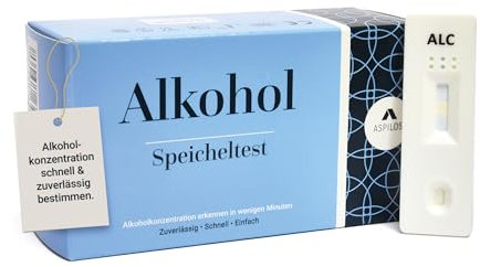 ASPILOS Alkohol Schnelltest - Alkoholtester für Zuhause - Ergebnis in 3 Minuten - Zuverlässig & Präzise - Medizinische Tests mit Labor-Qualität