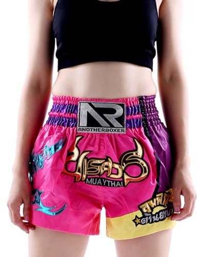 ARIASS Short MMA, Muay Thai, Arts Martiaux, Combat en Cage, BJJ, Boxe, Short de Combat Grappling pour Hommes Femmes Enfants(Pink 2,S)