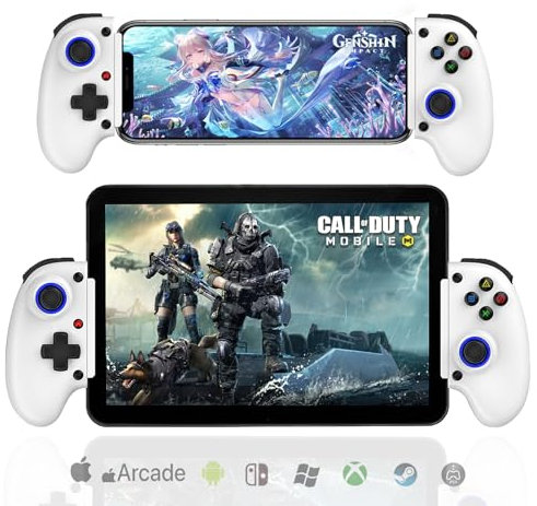 Megadream Mobile Game Controller,Wireless Remote Gamepad Bluetooth Joystick for iOS/Android/PC/Switch/Cloud Gaming Support Streaming on PS4/Xbox/PC Console Play COD-WHITE (white)