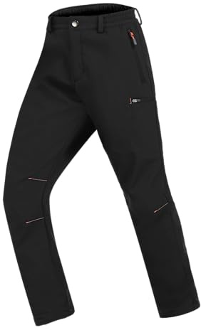 Zoofly Pantalon de Ski Enfant Hiver Pantalon Thermique Travail Enfant Imperméable Garçon Fille Randonnée Pantalon Enfant Chaud Pantalon Softshell de Ski Garçon Noir 116-122