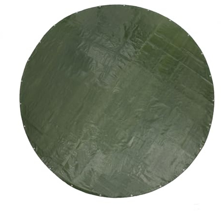 GUARD SHIELD Round Tarp 20 Feet Waterproof Heavy Duty Circle Tarps for Under Pool Green/Silver Multi Purpose Circular Outdoor Cover