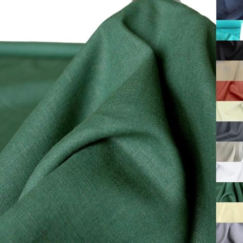 TOLKO 50cm Leinenstoff Meterware natur Leinentuch für Kleider Hose Rock Bluse Hemd Vorhänge Gardinen Kissen Bettwäsche | 140cm breit | Stoffe zum Nähen Meterware Leinen Stoff kaufen (Moos Grün)