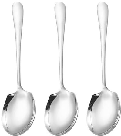 Serving Spoon, 3 Pcs Silver Stainless Steel Serving Table Spoon for Parties Dinner Kitchen Restaurant(Color:Silver)